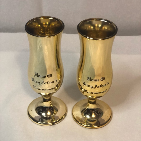 Excalibur Las Vegas Shot Glasses Glass Gold Two - Picture 4 of 7